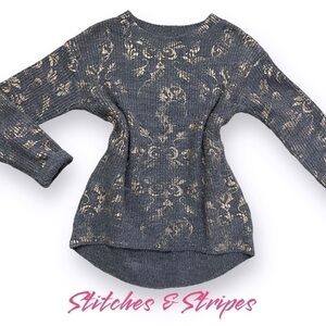 Stitches & Stripes X Revolve Gray Wool Blend Rose Gold Patterned Sweater • Small